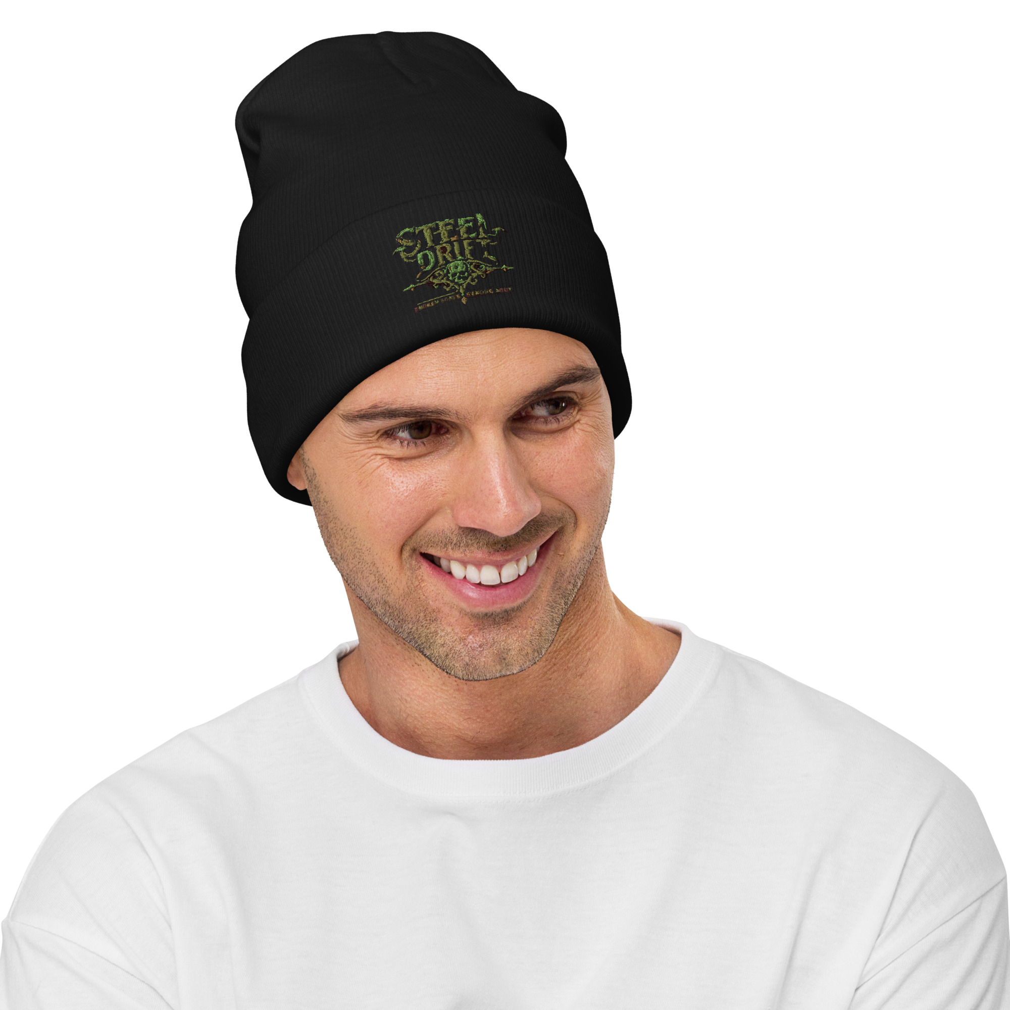 Steel Drift “Broken Bones • Strong Soul” Embroidered Beanie - Image 2